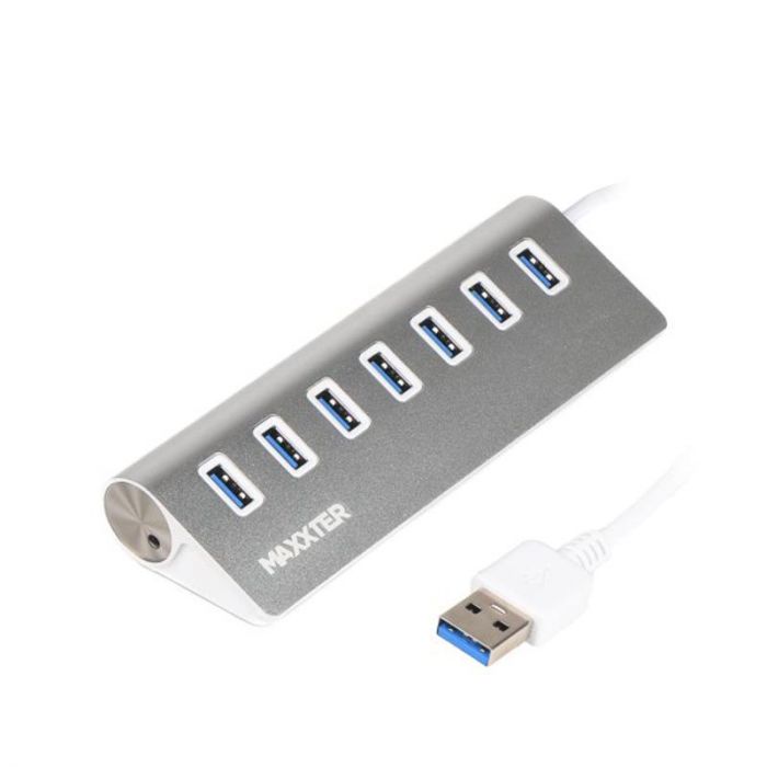 USB-хаб Maxxter 7 ports Silver (HU3A-7P-01)