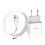 Зарядний пристрій Hoco C73A Glorious (2USB, 2.4А) White (6931474713070) + кабель Type-C
