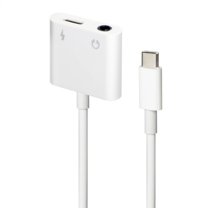 Адаптер Cablexpert USB Type-C - 3.5 мм/USB Type-C (M/F), 0.1 м, White (A-CM-3.5FP-01)