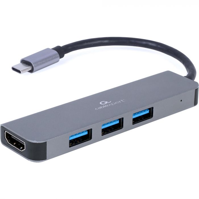 Концентратор USB-C Cablexpert 3хUSB3.1 метал, Grey (A-CM-COMBO2-01)