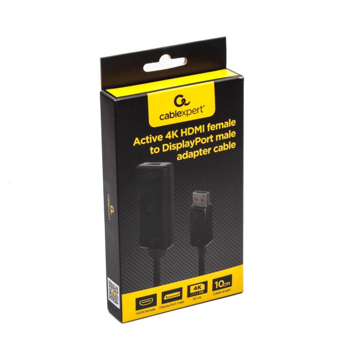 Адаптер Cablexpert HDMI - DisplayPort (F/M), 0.15 м, Black (A-HDMIF30-DPM-01)