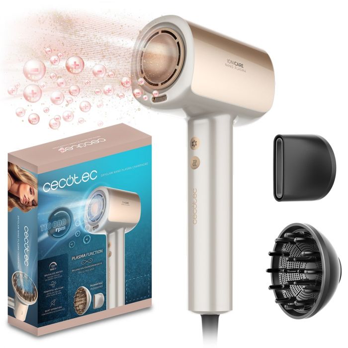 Фен Cecotec DryGlam Nano Plasma Champagne (A01_EU01_101438)