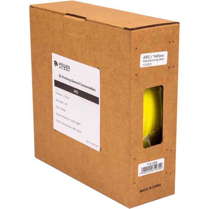 ABS-пластик PowerPlant Filament для 3D-принтера 1.75 мм 1 кг, жовтий (PT812899)
