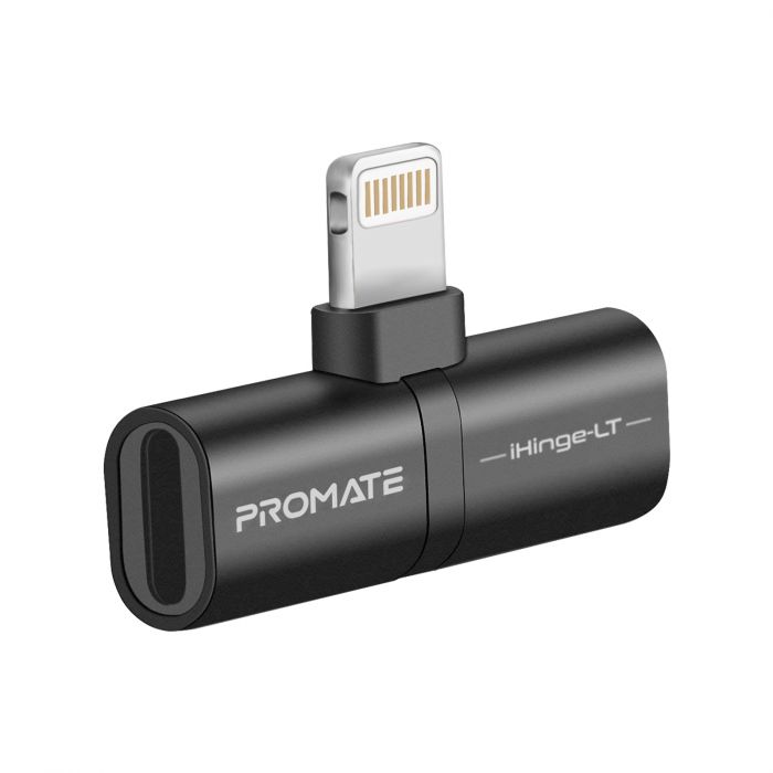 Адаптер Promate iHinge Lightning - 2хLightning (M/F) Black