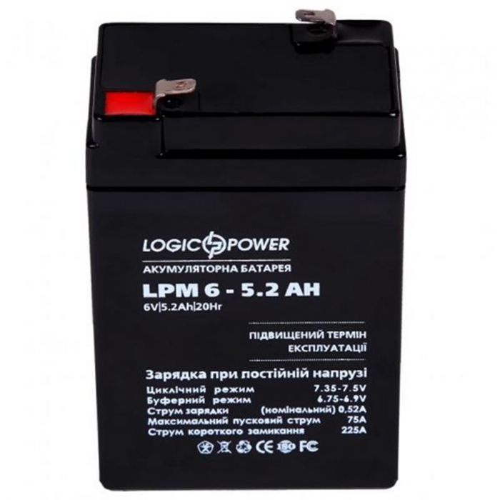 Акумуляторна батарея LogicPower LPM 6V 5.2AH (LPM 6 - 5.2 AH) AGM