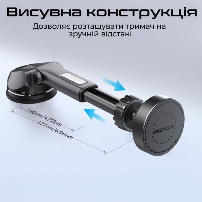 Автомобільний зарядний пристрій Promate Magdrive-r Black
