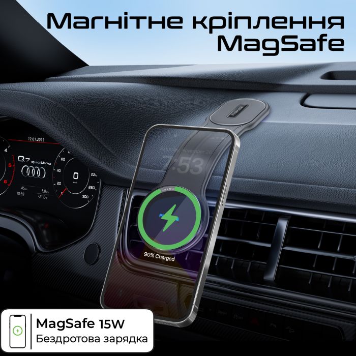 Бездротовий зарядний пристрій Promate Laxmount-15W MagSafe Black