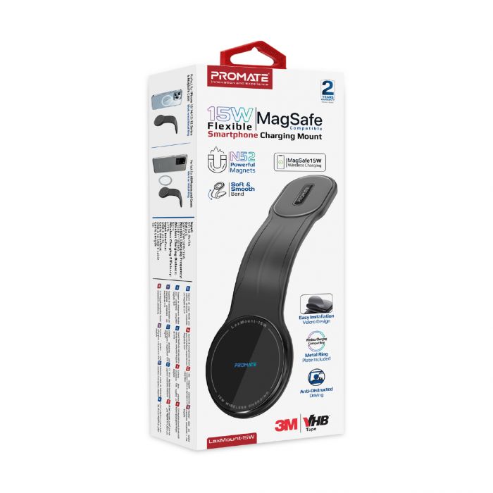 Бездротовий зарядний пристрій Promate Laxmount-15W MagSafe Black