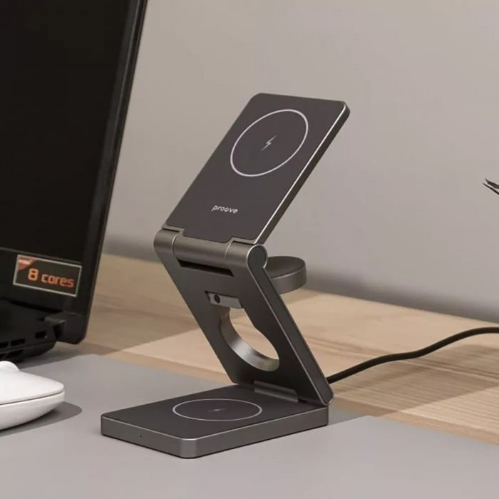 Бездротовий зарядний пристрій Proove Titan Volt 3in1 Gray (WSTV15000003)