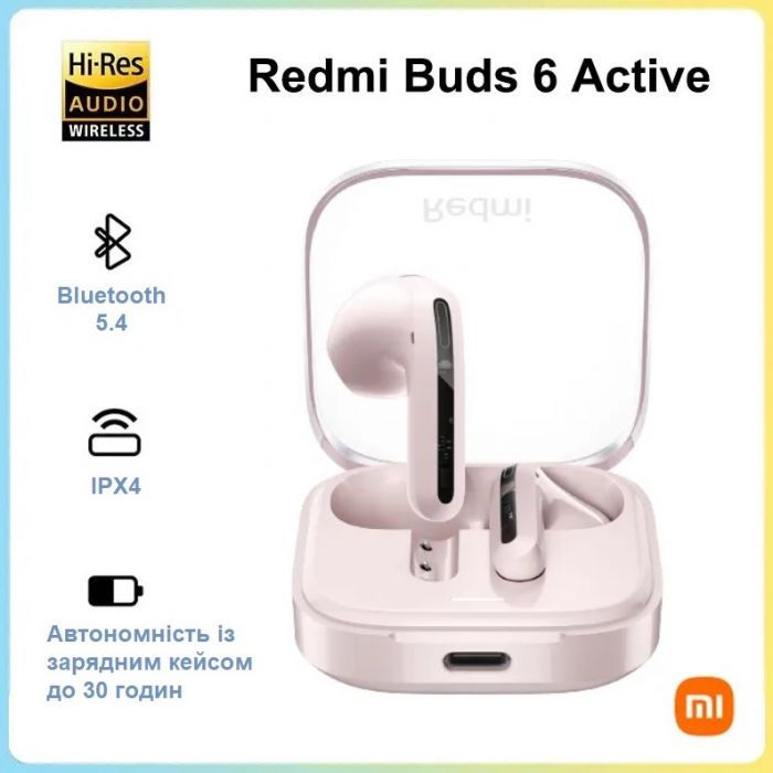 Bluetooth-гарнітура Xiaomi Redmi Buds 6 Active Transparent Pink (BHR8395GL)_EU
