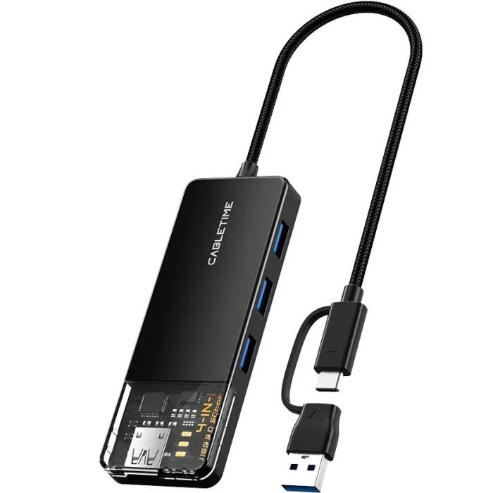 Концентратор Cabletime USB Type C - 4 Port USB 3.0, 0.15 m (CB03B)