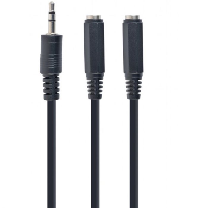 Аудіо-кабель Cablexpert 3.5 мм - 2х3.5 мм (M/F), 0.1 м, чорний (CCA-415-0.1M)