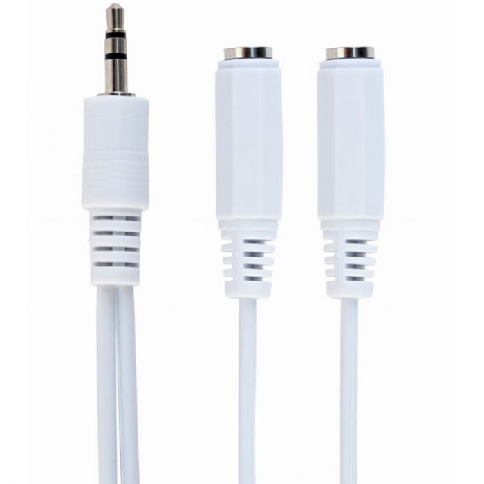 Аудіо-кабель Cablexpert 3.5 мм - 2х3.5 мм (M/F), 0.1 м, White (CCA-415W)