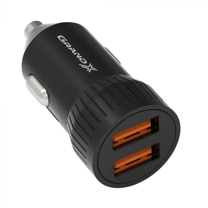 Автомобільний зарядний пристрій Grand-X CH-20B (2xUSB 2.4A) Black