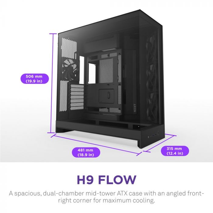 Корпус NZXT H9 Flow Black без БЖ (CM-H92FB-01)
