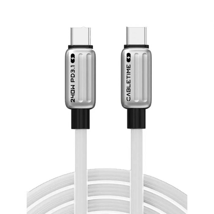 Кабель Cabletime USB Type-C - USB Type-C (M/M) PD 240W, 1 м, White (CU07H)