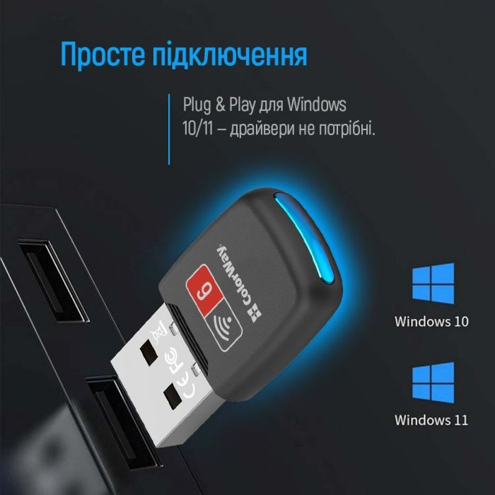Бездротовий адаптер ColorWay Wi-Fi 6 (CW-AD-W1)