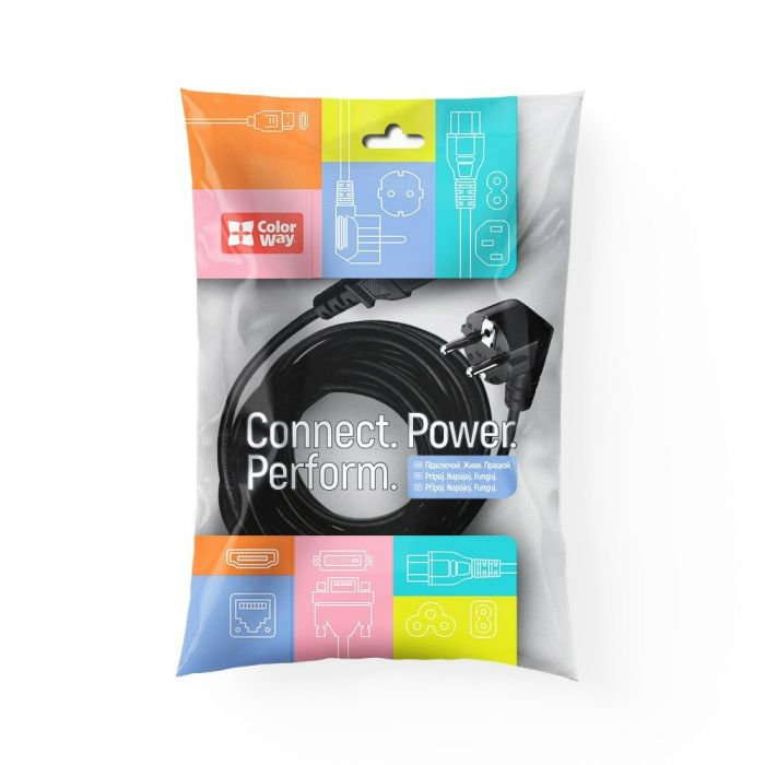 Кабель живлення ColorWay CEE7/7-C5, 1 м, Black (CW-CBP084-BK)