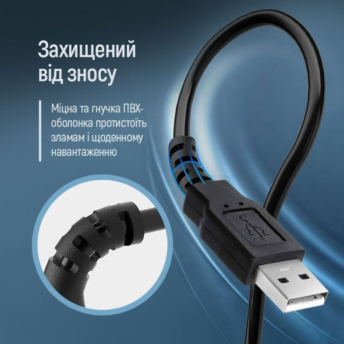 Кабель ColorWay USB - USB V 2.0 (M/F), 1.8 м, Black (CW-CBUF076-BK)