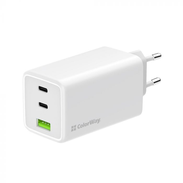 Мережевий зарядний пристрій ColorWay GaN Mini 100W PD Port PPS USB (USB-2C1A) White (CW-CHS061PD-WT)