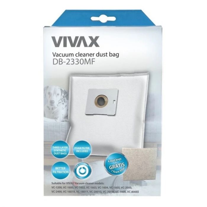 Мішки Vivax Home для пилососу синт. 4шт/уп + фільтр 13х15см (DB-2330MF)