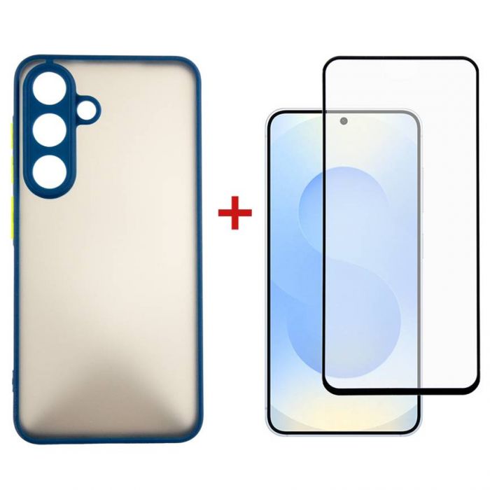 Чохол-накладка Dengos Matt для Samsung Galaxy S25 Plus SM-S936 Blue (DG-KM-143) + захисне скло