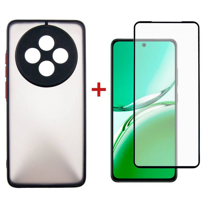 Чохол-накладка Dengos Matte для Oppo  Reno 12F 4G Black (DG-KM-157) + захисне скло