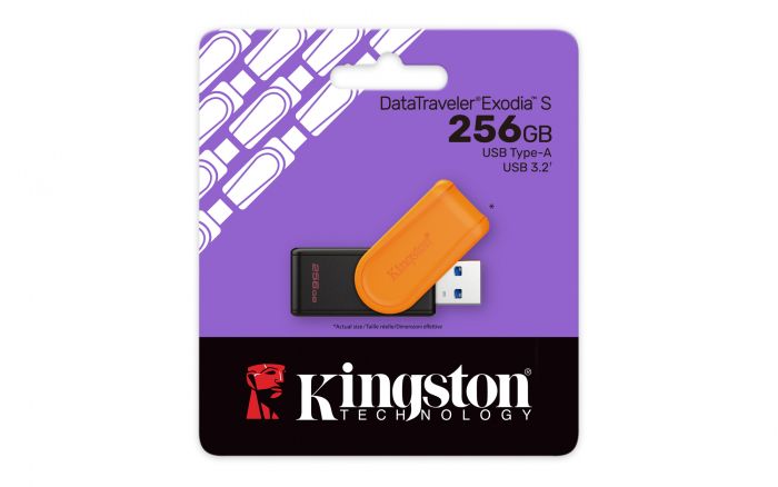 Флеш-накопичувач USB3.2 256GB Kingston DataTraveler Exodia S Black/Orange (DTXS/256GB)