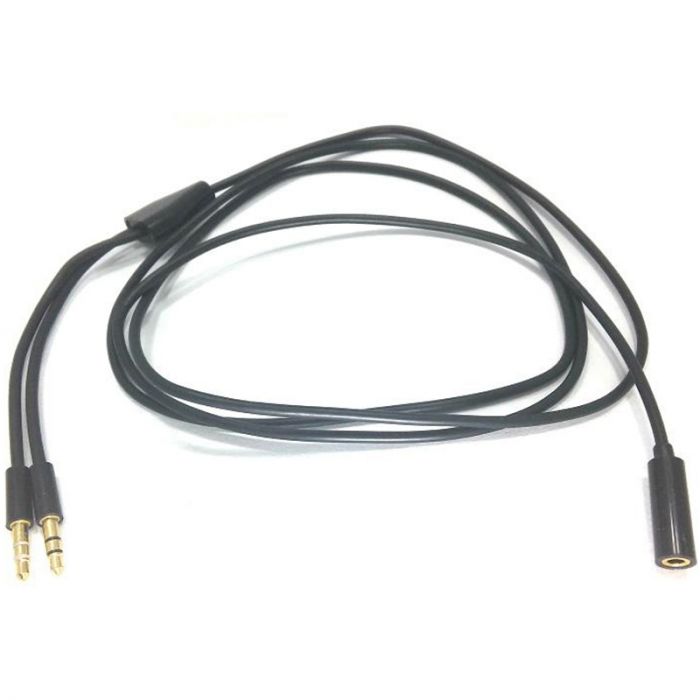 Кабель PowerPlant (DV00DV4057) 2х3.5mm(M)-3.5mm(F), 1.5м, Black