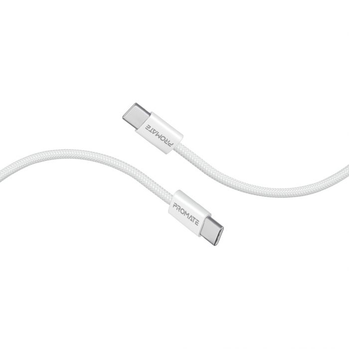 Кабель Promate USB Type-C - USB Type-C (M/M), 3A, 60W, 2 м, White (ecoline-cc200.white)