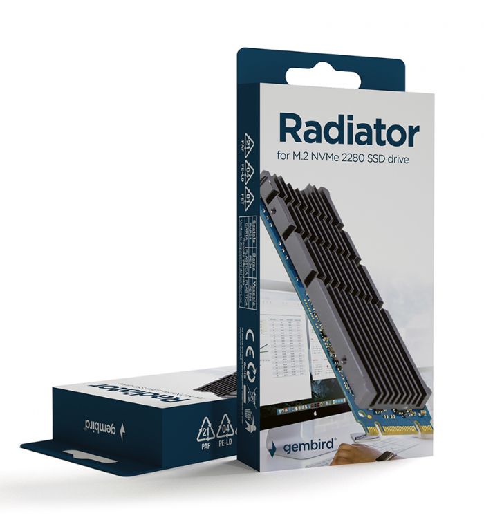 Радіатор охолодження для SSD Gembird M.2 2280 Black (EE2280-R-01)