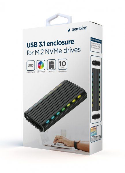 Зовнішня кишеня Gembird SSD M.2, USB 3.0, Black (EE2280-U3C-03)