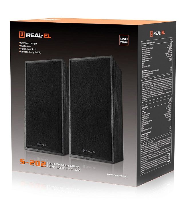 Акустична система REAL-EL S-202 Black
