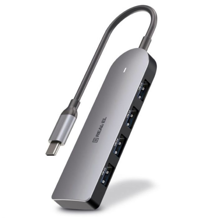 USB-хаб REAL-EL CQ-415 USB Type-C 4-в-1