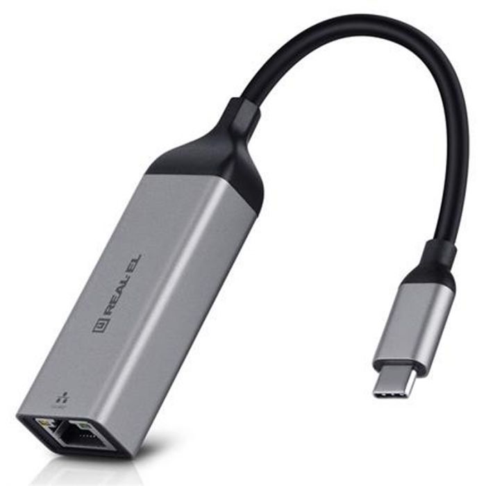 Мережевий адаптер REAL-EL CE-150 USB Type-C - RJ45 (M/F), 0.1 м, Black (EL123110004)