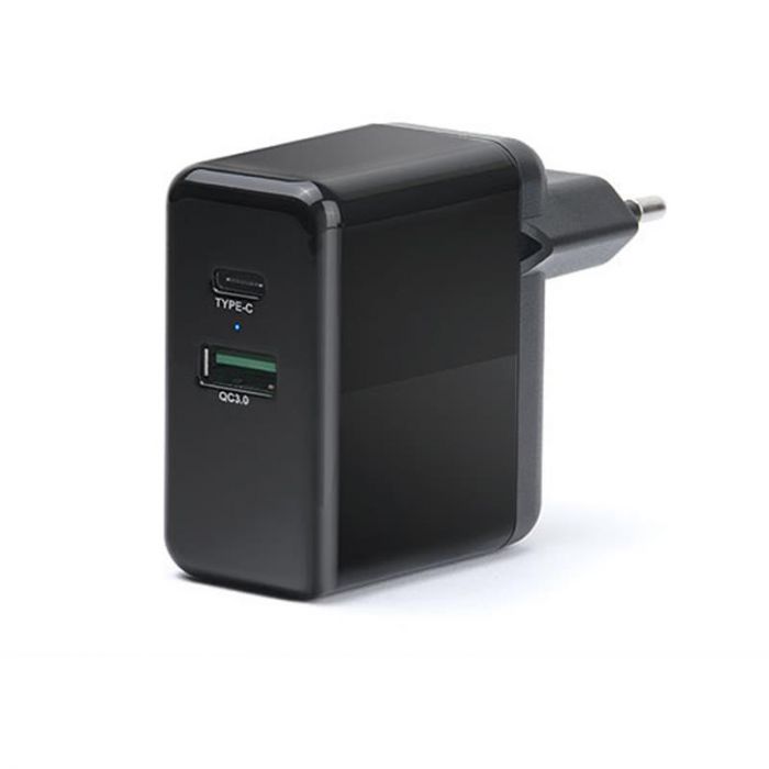 Мережевий зарядний пристрій REAL-EL CH-350 QC3.0 (2USB, 3A) Black