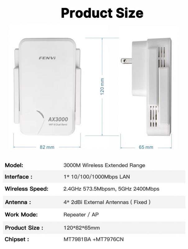 Точка доступу Fenvi F-AX3000R Wi-Fi Repeater Dual Band 2.4/5Ghz Signal Booster