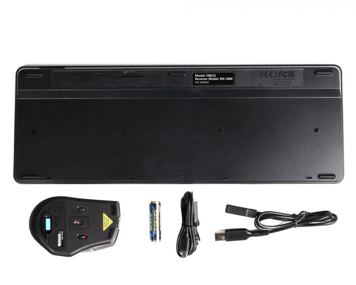 Комплект (клавіатура, миша) бездротовий A4Tech FB2535CS Smoky Grey