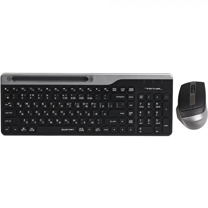 Комплект (клавіатура, миша) бездротовий A4Tech FB2535CS Smoky Grey