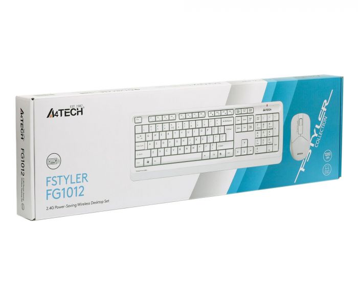Комплект (клавіатура, миша) бездротовий A4Tech FG1012 White