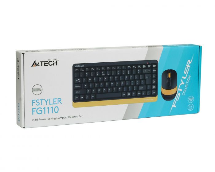 Комплект (клавіатура, миша) бездротовий A4Tech FG1110 Bumblebee USB