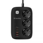 Фільтр живлення ColorWay CW-CHE34PDB GaN3 Pro PD 65W (2USB-A + 2 TYPE-C) 3 розетки, 4 USB, 2 м, чорний