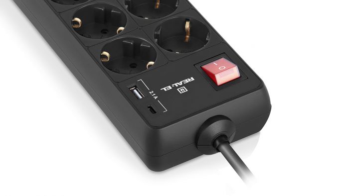 Фільтр живлення REAL-EL RS-Protect 805 3м Black (EL122300043)