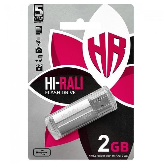 Флеш-накопичувач USB 2GB Hi-Rali Corsair Series Silver (HI-2GBCORSL)