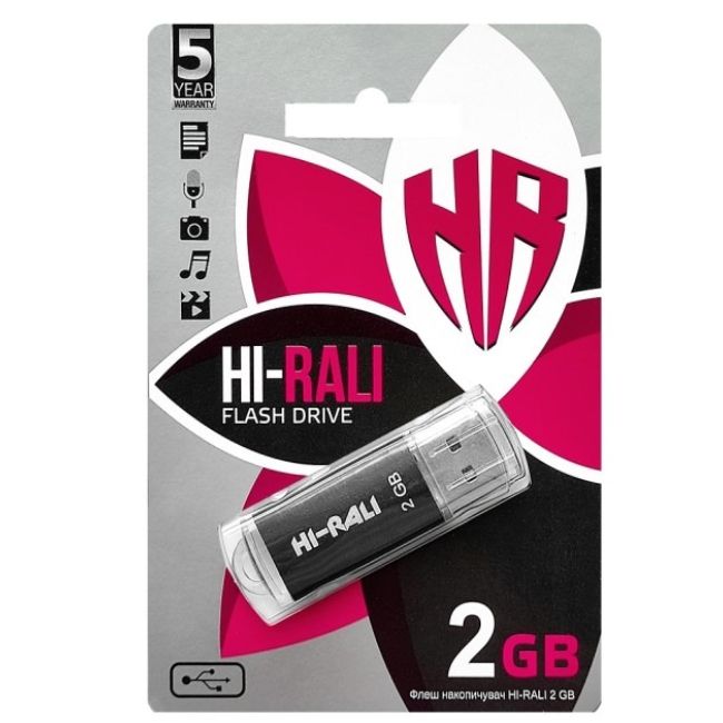 Флеш-накопичувач USB 2GB Hi-Rali Rocket Series Black (HI-2GBRKTBK)