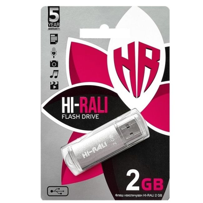 Флеш-накопичувач USB 2GB Hi-Rali Rocket Series Silver (HI-2GBRKTSL)