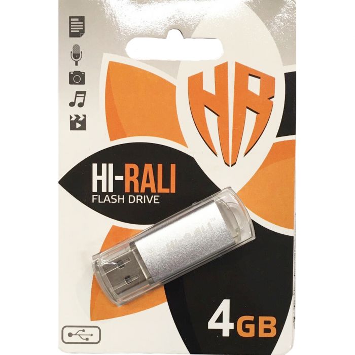 Флеш-накопичувач USB 4GB Hi-Rali Corsair Series Silver (HI-4GBCORSL)