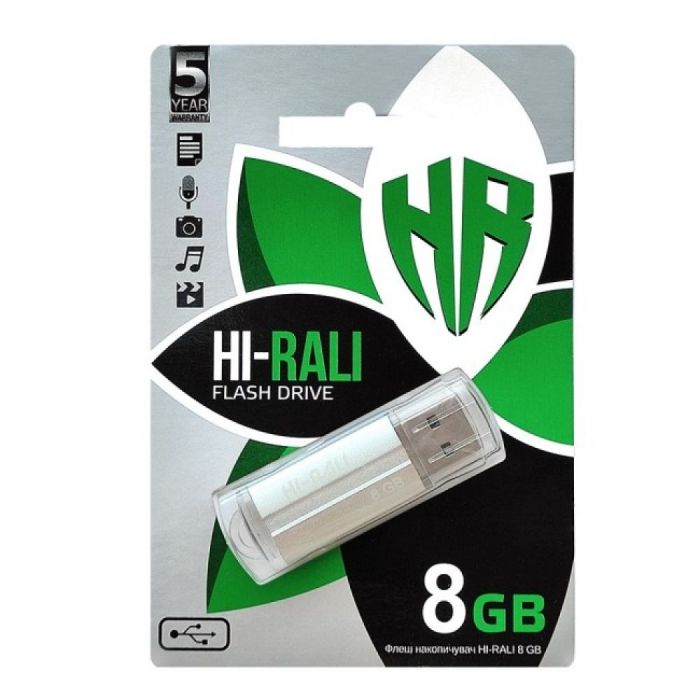Флеш-накопичувач USB 8GB Hi-Rali Corsair Series Silver (HI-8GBCORSL)