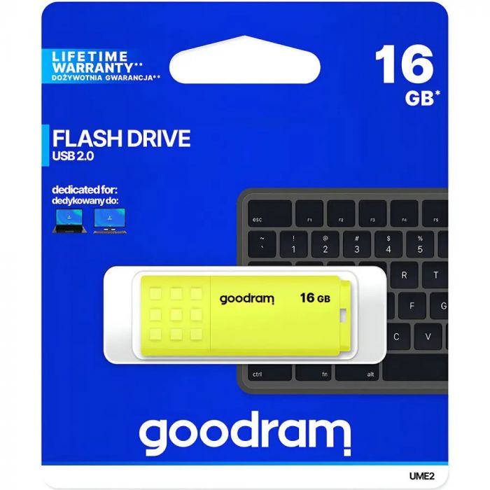 Флеш-накопичувач USB2.0 16GB GOODRAM UME2 Yellow (UME2-0160Y0R11)