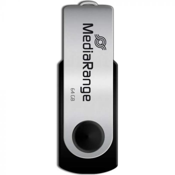 Флеш-накопичувач USB2.0 64GB MediaRange Black/Silver (MR912)